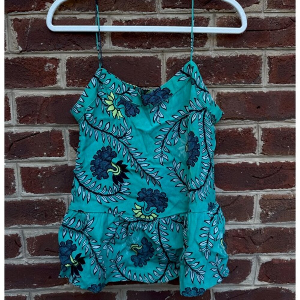 Loft Teal Patterned Tank Top